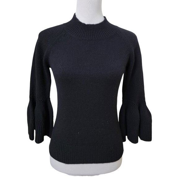 Carolina Herrera Size XS Black Wool/Cashmere Blend Bell Sleeve Sweater, EUC - Picture 1 of 13
